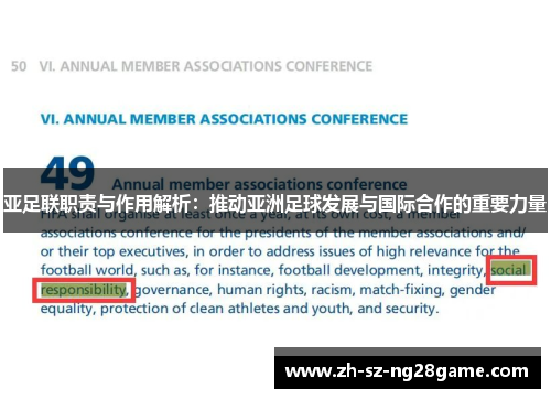 亚足联职责与作用解析：推动亚洲足球发展与国际合作的重要力量